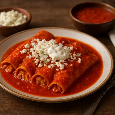 Entomatadas – Mexikanische Tortillas in Tomatensoße
