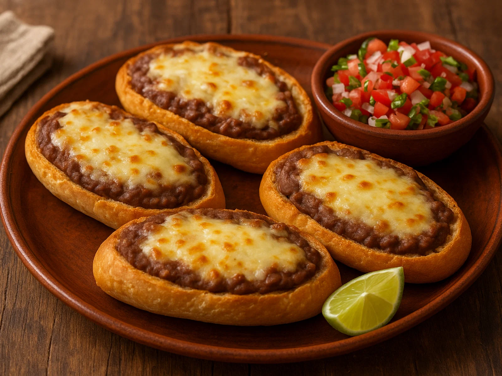 Molletes – Überbackene Bolillos mit Bohnen und Käse