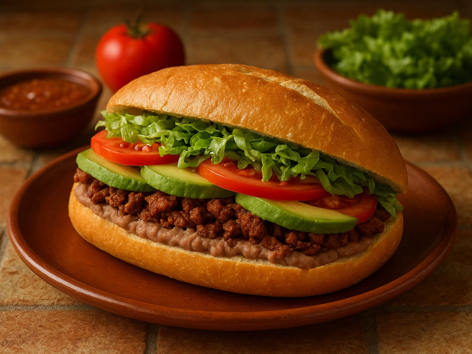 Mexikanische Torta im Bolillo-Brötchen