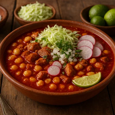 Pozole rojo – mexikanische Hominy-Suppe mit Schwein