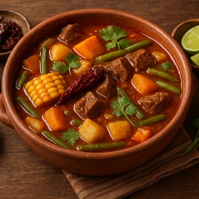 Mole de olla – mexikanischer Rindfleischeintopf mit Gemüse und Chili