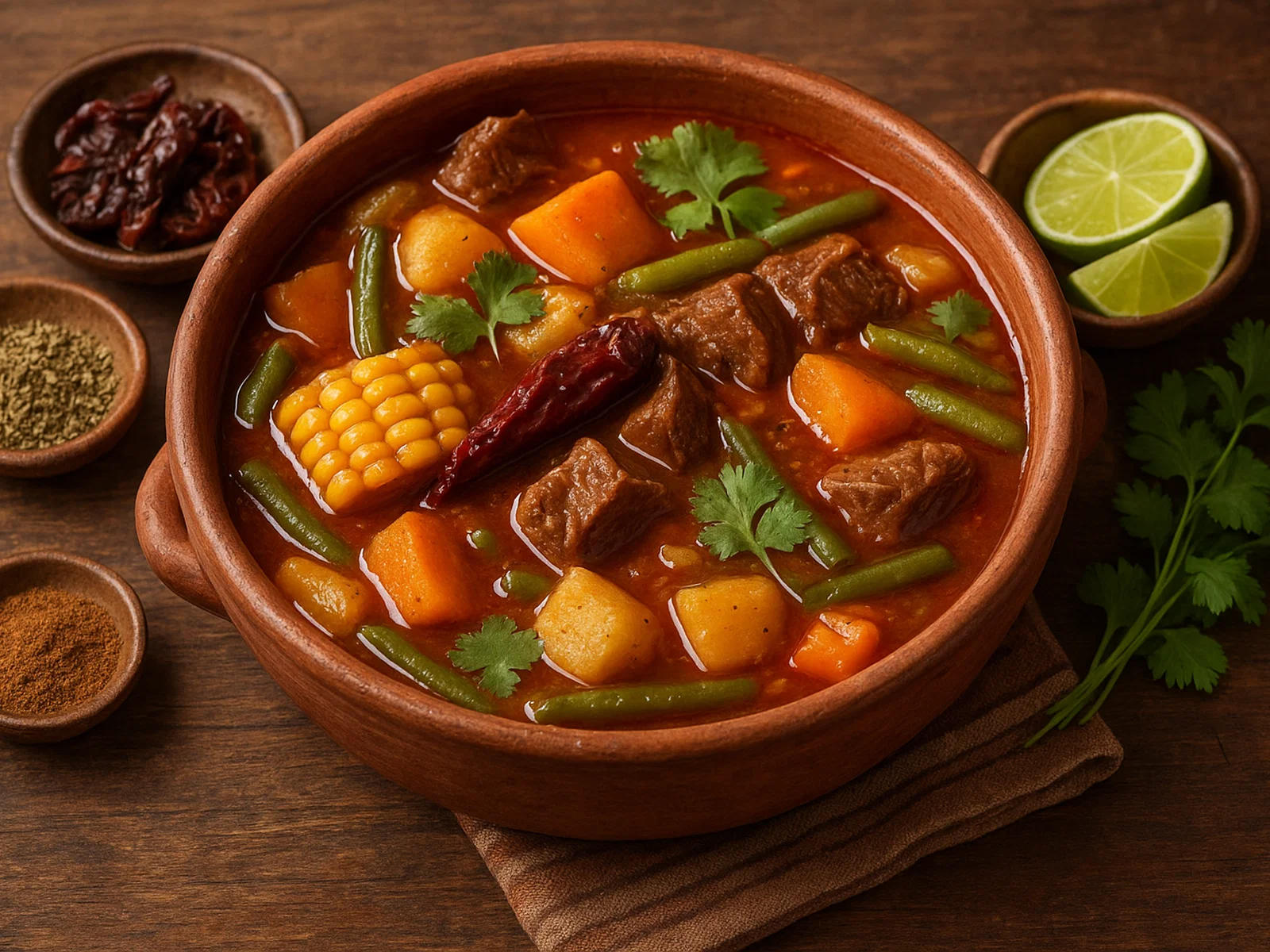 Mole de olla – mexikanischer Rindfleischeintopf mit Gemüse und Chili