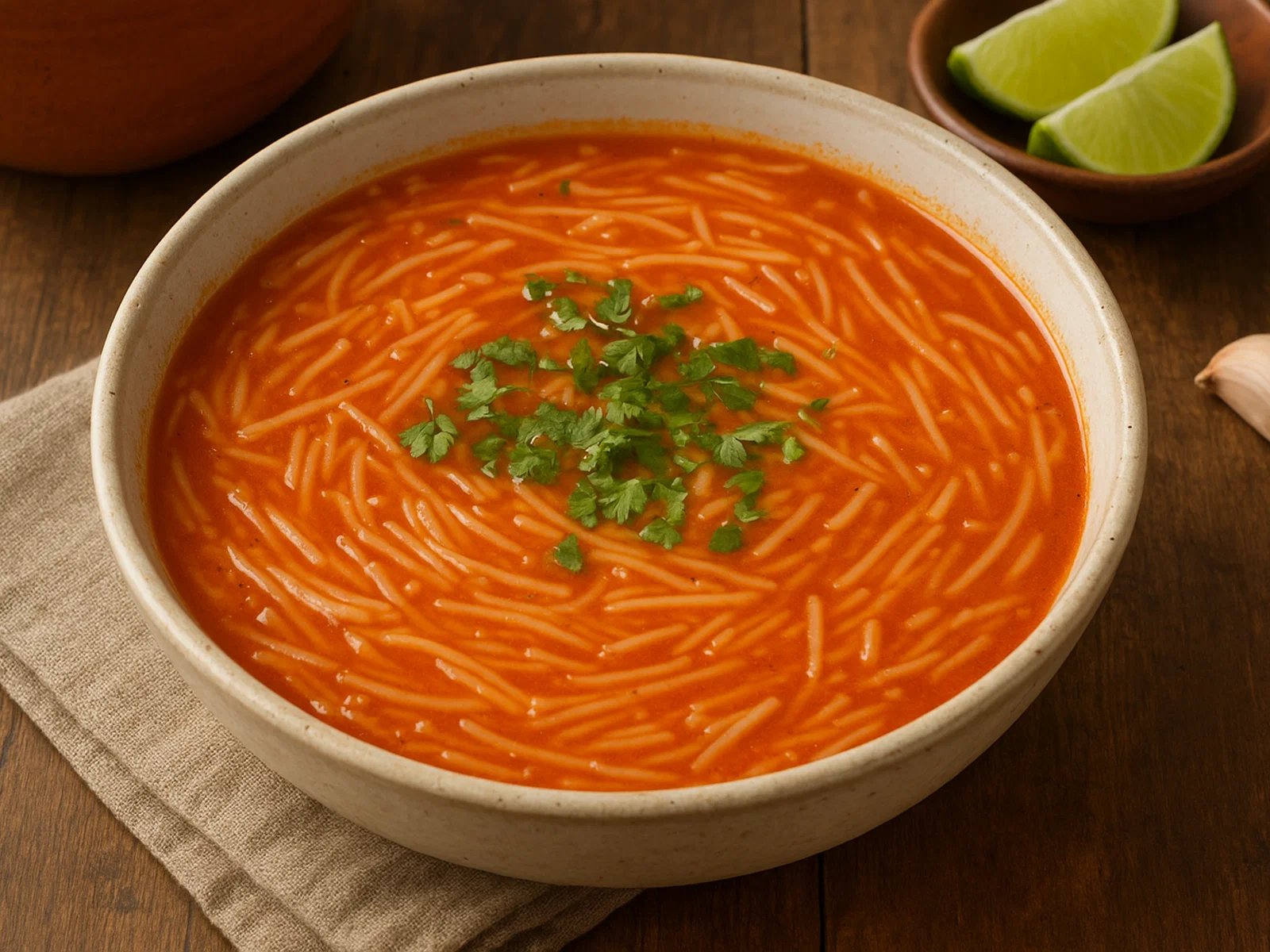 Sopa de Fideo – Mexikanische Nudelsuppe in Tomatenbrühe