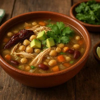 Caldo tlalpeño – mexikanische Hühnersuppe mit Kichererbsen und Chipotle
