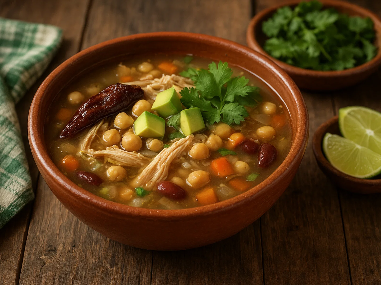 Caldo tlalpeño – mexikanische Hühnersuppe mit Kichererbsen und Chipotle