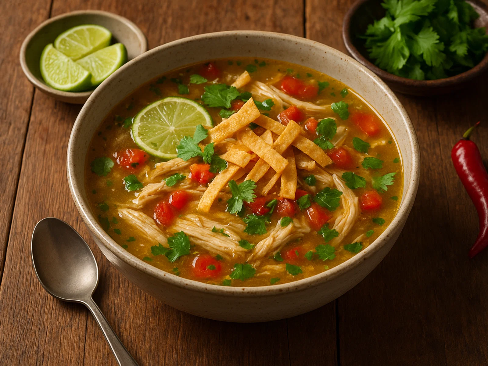 Sopa de Lima – mexikanische Limettensuppe mit Huhn und knusprigen Tortillas