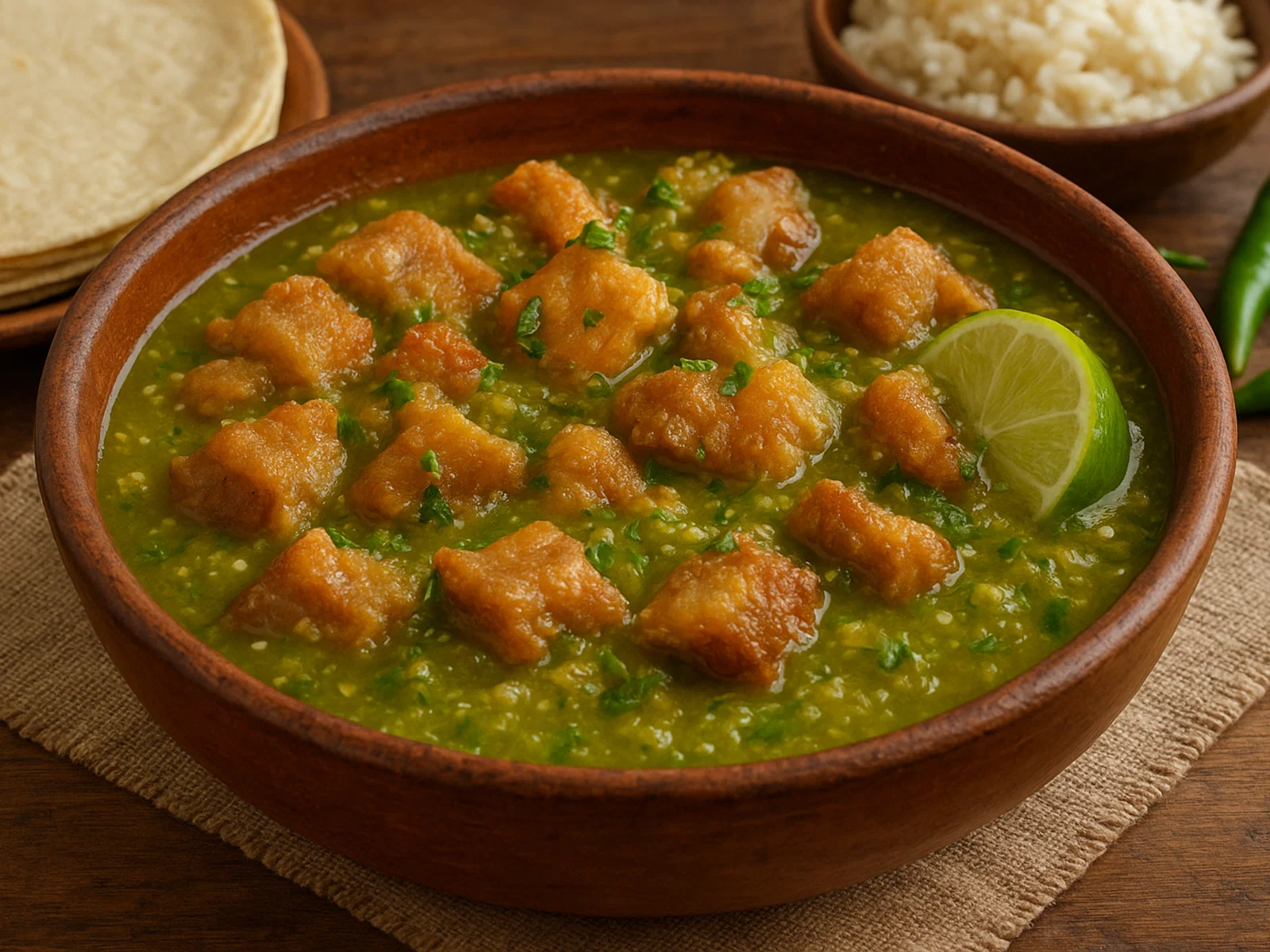 Chicharrón en salsa verde – Schweineschwarte in grüner Salsa