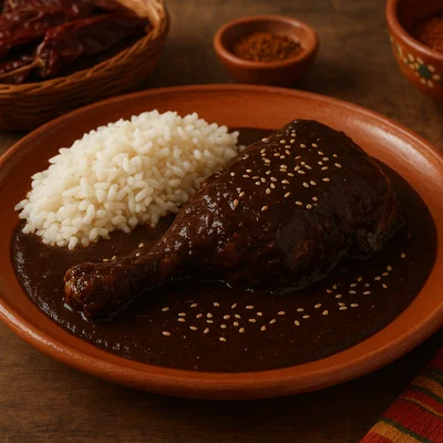 Mole poblano mit Pute oder Huhn