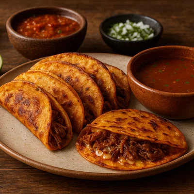 Tacos de Birria (Birria-Tacos mit Konsomé)