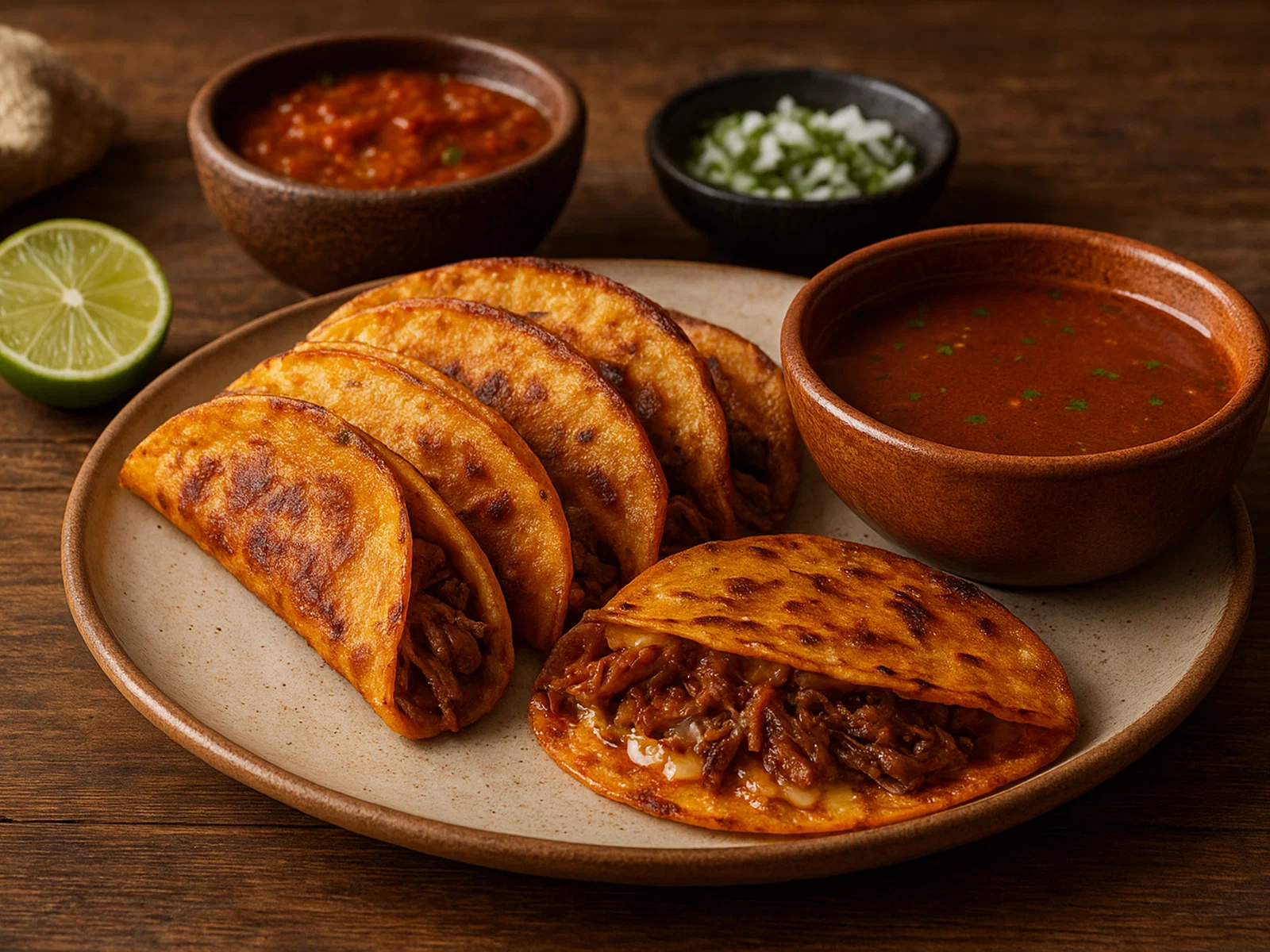 Tacos de Birria (Birria-Tacos mit Konsomé)