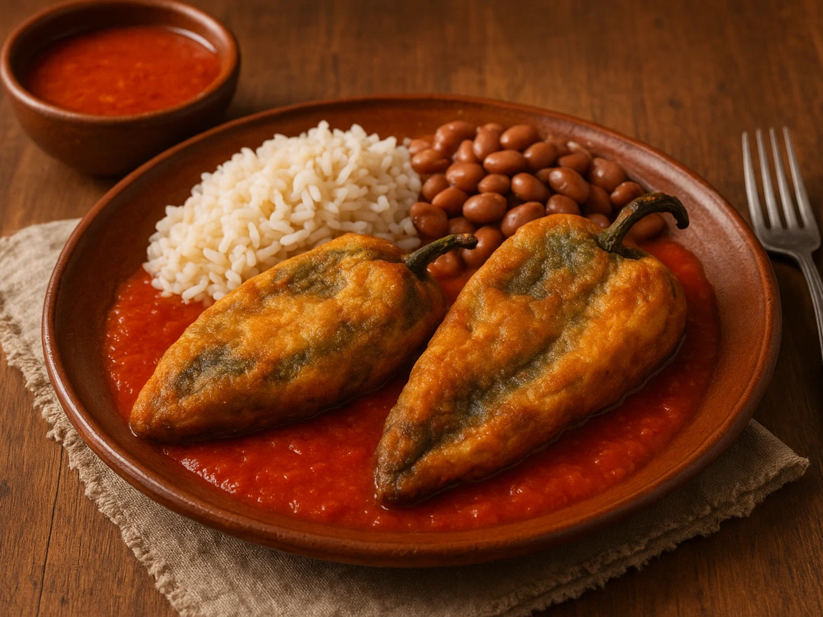 Chiles rellenos mit Käse oder Hackfleisch