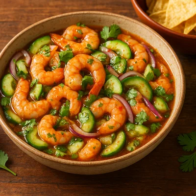 Aguachile mit Garnelen in Chili-Limetten-Marinade