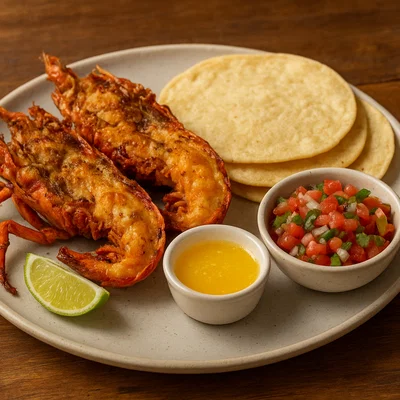Langosta estilo Puerto Nuevo mit Mehltortillas