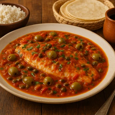 Pescado a la veracruzana – mexikanischer Fisch in Tomaten-Oliven-Kapern-Soße