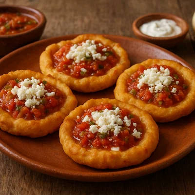 Picadas veracruzanas – kleine dicke Maisfladen mit Salsa und Käse
