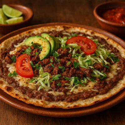 Tlayudas – knusprige Oaxacan-Tortilla mit Bohnen, Käse und Fleisch