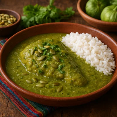 Mole verde oaxaqueño (grüne Mole mit Kräutern und Kürbiskernen)