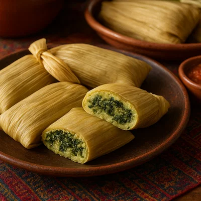 Tamales de Chipilín – Gefüllte Maisteigtamales mit Chipilín-Kräutern