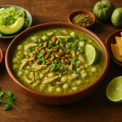 Pozole verde de Guerrero – Grüner Pozole mit Kürbiskernsoße