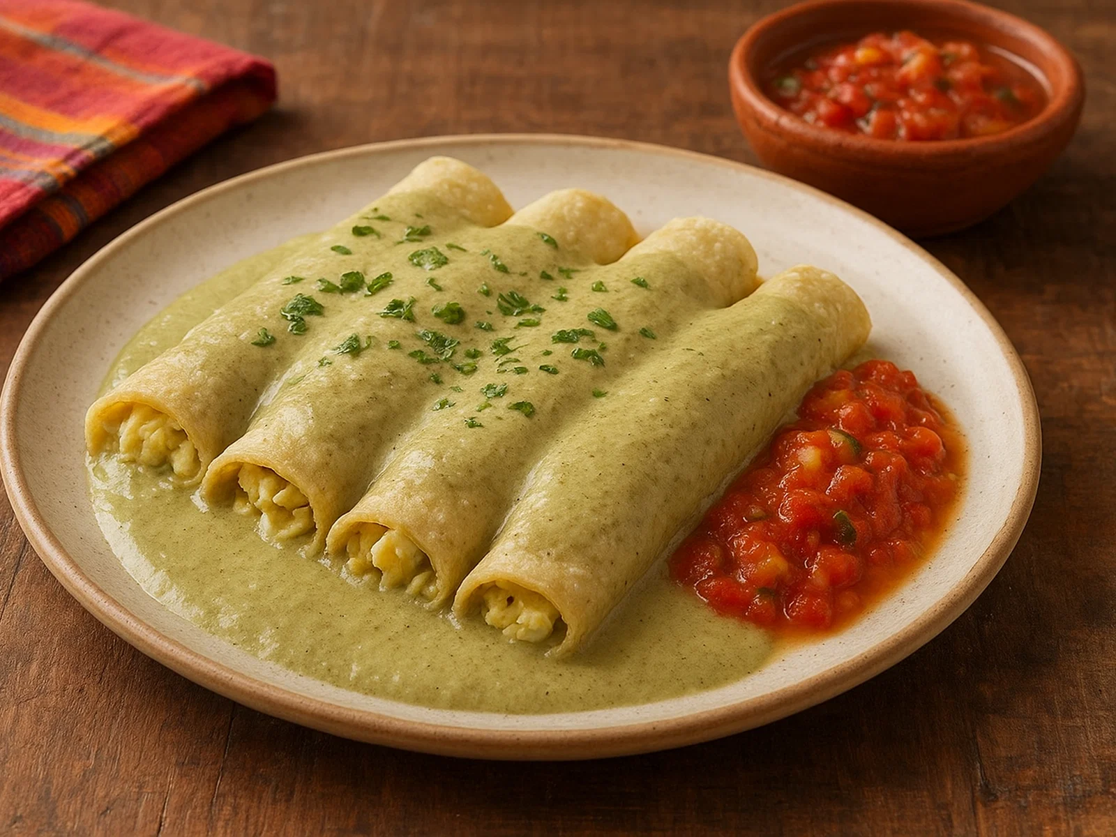 Papadzules – Eiergefüllte Tortillas in Kürbiskernsoße