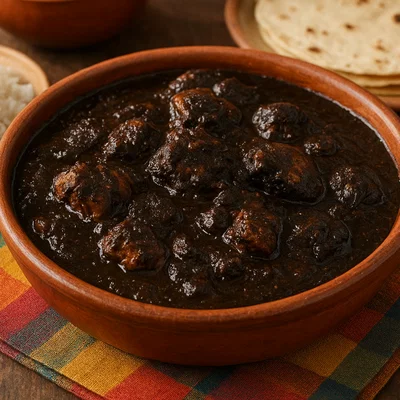 Relleno Negro – Puten-Eintopf in geschwärzter Chilipaste
