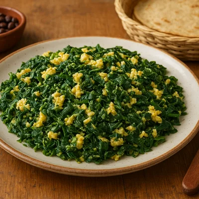 Chaya con huevo – Chaya-Blätter mit Rührei