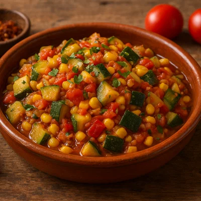 Calabacitas a la mexicana – Zucchini mit Mais, Tomate und Chili