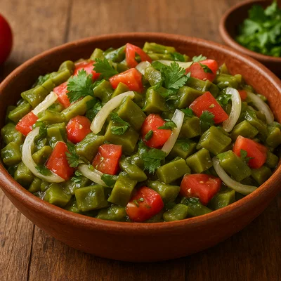 Ensalada de Nopales – mexikanischer Kaktussalat mit Tomate und Zwiebel