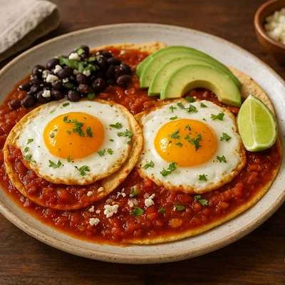 Huevos Rancheros – Spiegeleier auf Tortilla in Tomaten-Chili-Soße