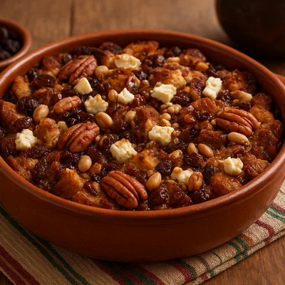 Capirotada – Mexikanischer Brotpudding mit Piloncillo, Nüssen und Käse