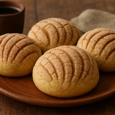 Mexikanische Conchas (Süße Hefebrötchen mit Zuckermuschelschale)