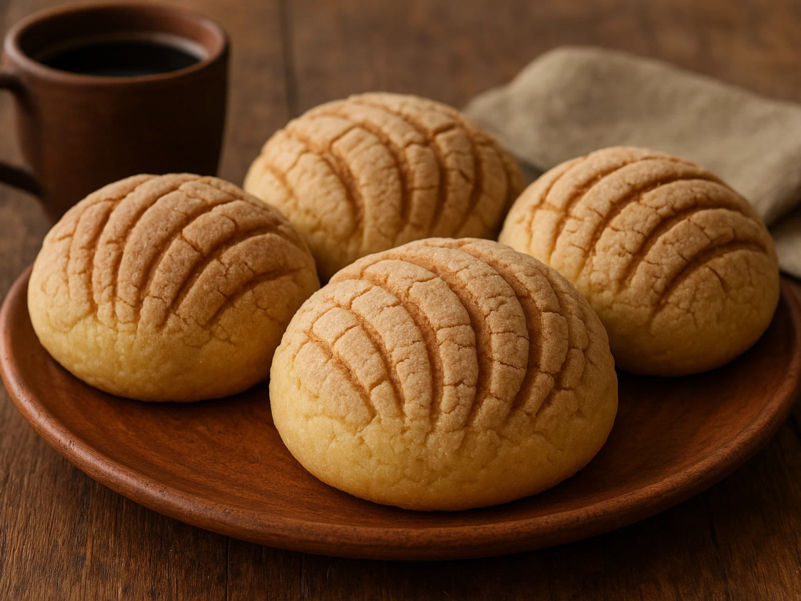 Mexikanische Conchas (Süße Hefebrötchen mit Zuckermuschelschale)