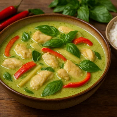 Gaeng Keow Wan – Grünes Thai-Curry mit Kokosmilch und Thai-Basilikum