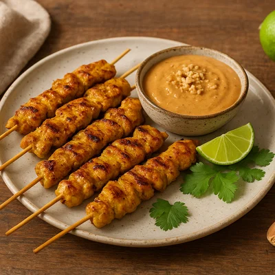 Moo Satay – marinierte Schweinespieße mit Erdnusssoße