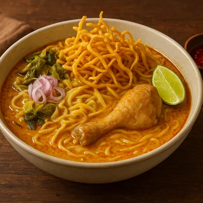 Khao Soi – Nordthailändische Curry-Nudelsuppe mit Knuspernudeln
