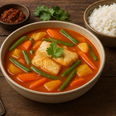Kaeng Som – Scharf-saures Thai-Curry mit Fisch und Gemüse