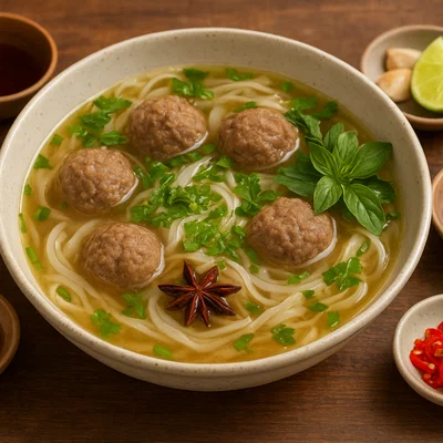 Kuay Teow – Thailändische Reisnudelsuppe mit Fleischbällchen
