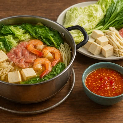 Thailändisches Suki (Sukiyaki-Hotpot) mit Dip-Soße