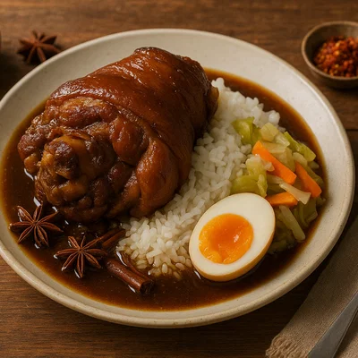 Khao Kha Moo – Thailändische geschmorte Schweinshaxe auf Reis