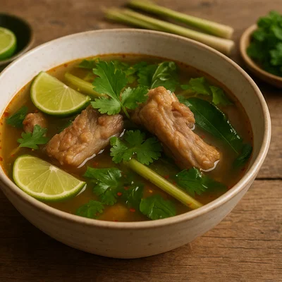 Tom Saep – scharf-saure Isan-Suppe mit Schweinerippchen