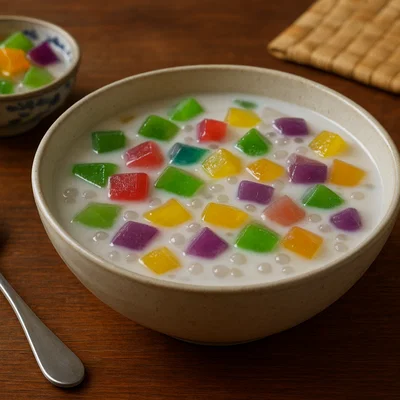 Ruam Mit – Buntes Thai-Gelee-Dessert in Kokosmilch