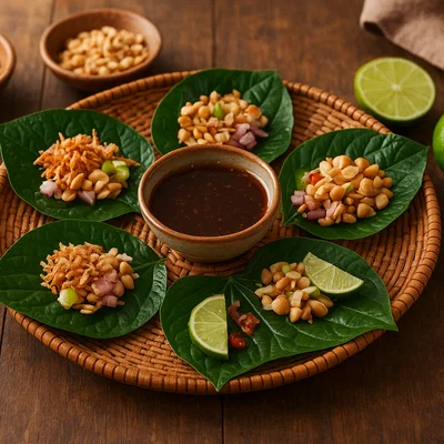 Miang Kham – Thailändische Blatt-Wraps mit Kokos, Erdnuss und Limette