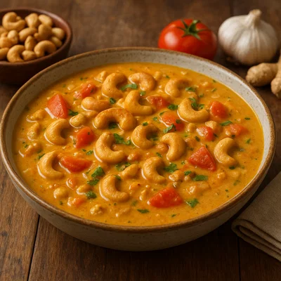 Mildes Cashew-Curry in Kokossoße