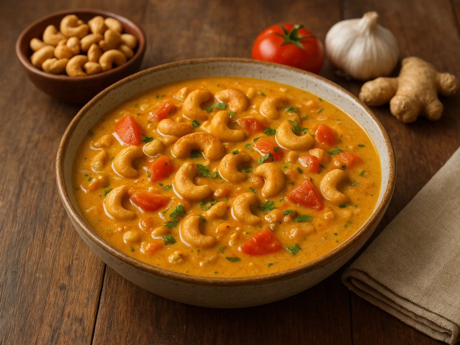 Mildes Cashew-Curry in Kokossoße