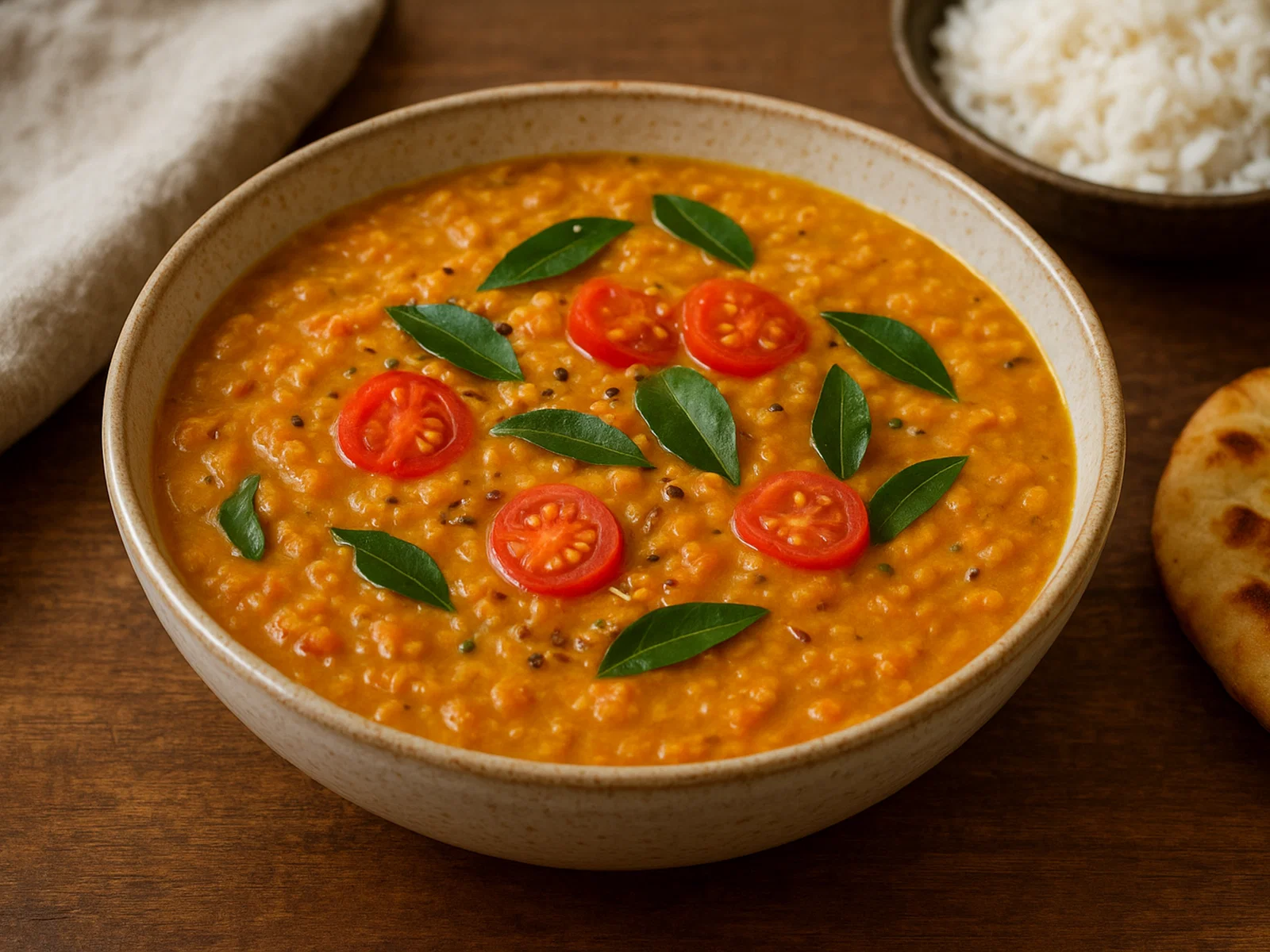 Dhal Curry mit roten Linsen und Kokosmilch