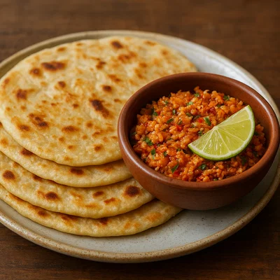 Coconut Sambol Roti (Kokos-Roti mit Kokos-Sambol)