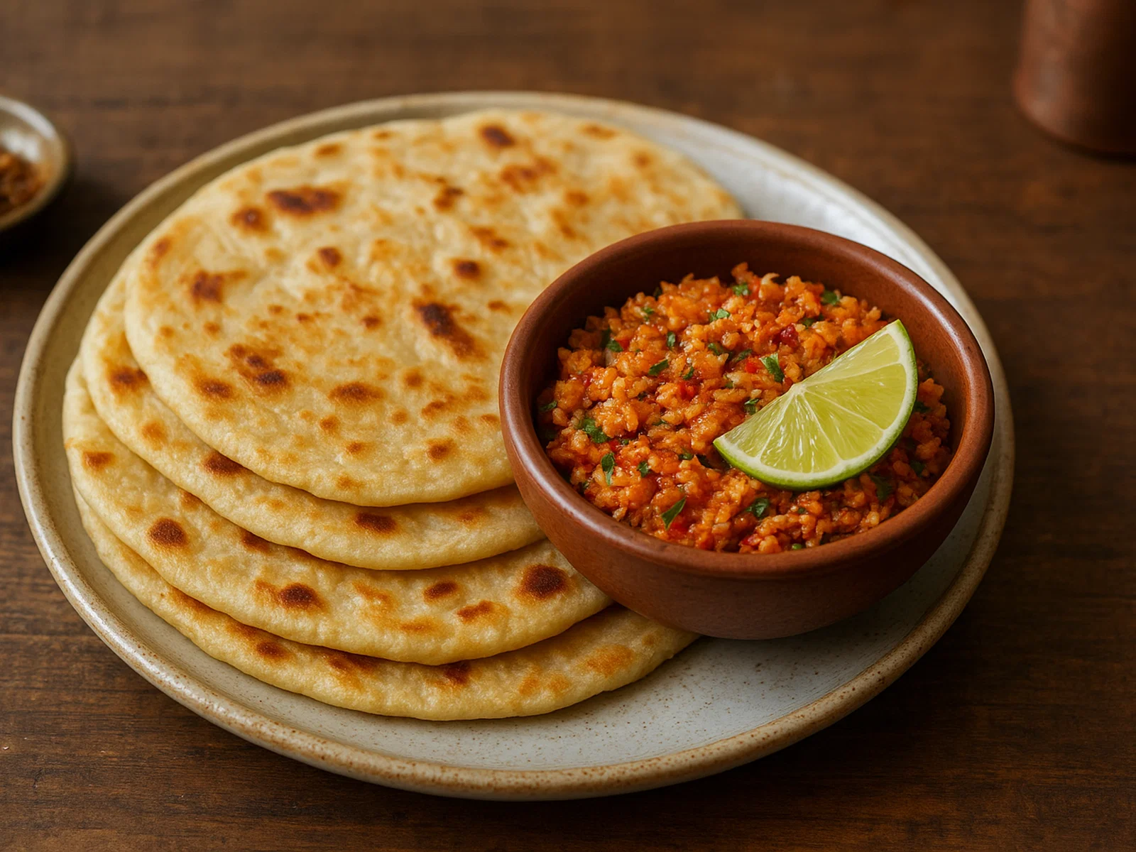 Coconut Sambol Roti (Kokos-Roti mit Kokos-Sambol)
