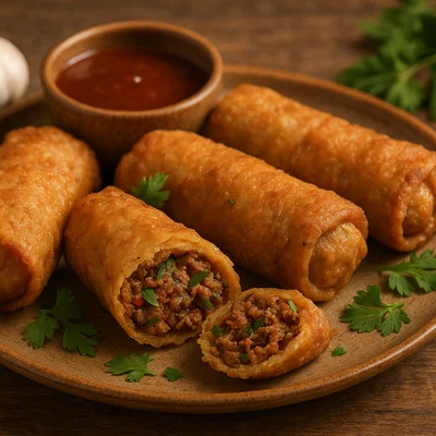 Frittierte Mutton Rolls mit würziger Lammfüllung
