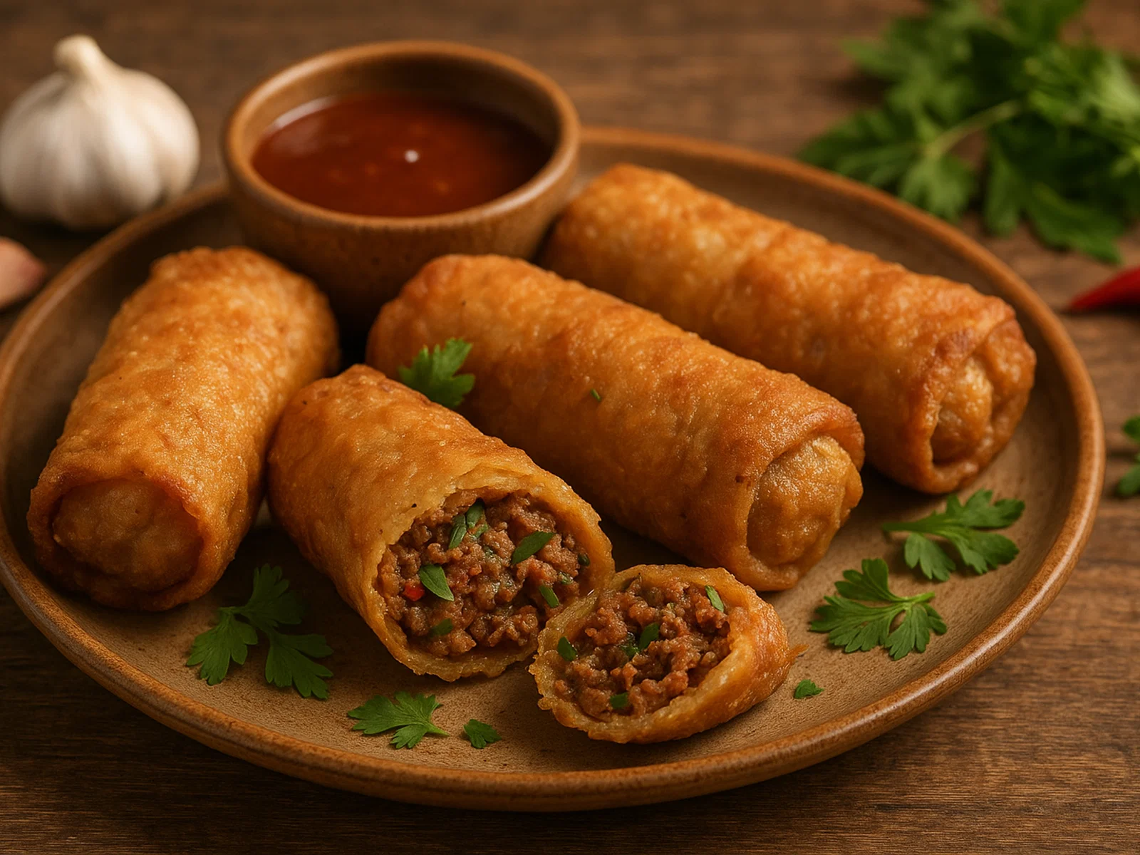 Frittierte Mutton Rolls mit würziger Lammfüllung