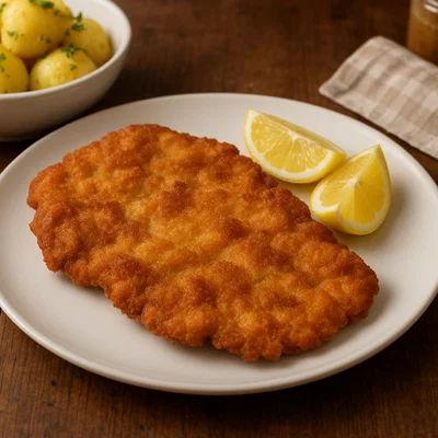Wiener Schnitzel Art mit Zitronenspalten